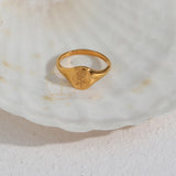 Engraved Wildflower Signet Ring – Waterproof 18K Gold Plated Ring | Ezra Gems