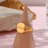 Engraved Letter Word Ring