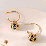 Golden Goal Soccer Ball Drop Hoop Earrings