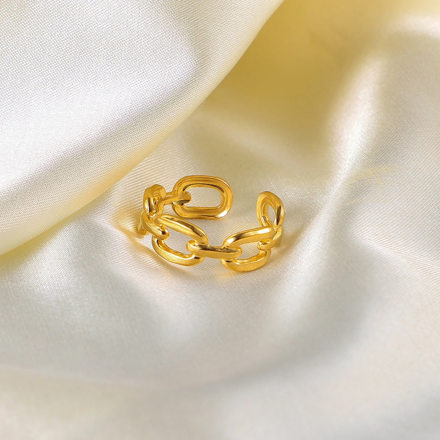 Mixed Link Open Stacking Ring – Waterproof 18K Gold Plated Ring | Ezra Gems