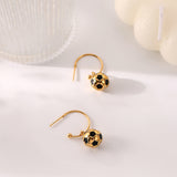 Golden Goal Soccer Ball Drop Hoop Earrings