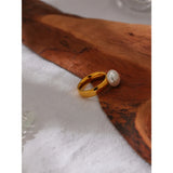 Shell Pearl Geometric Ring