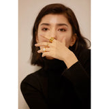 Shell Pearl Geometric Ring