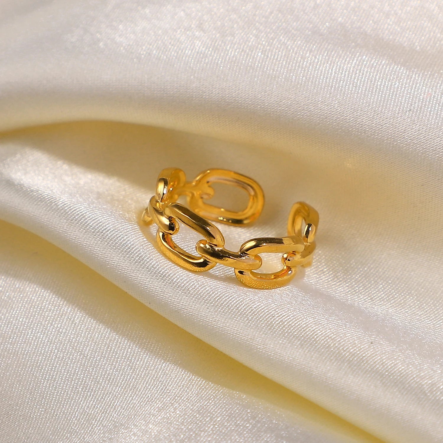 Mixed Link Open Stacking Ring – Waterproof 18K Gold Plated Ring | Ezra Gems