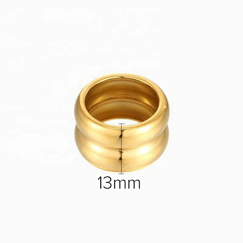 Zircon Shell Chubby Dome Ring – Waterproof 18K Gold Plated Ring | Ezra Gems