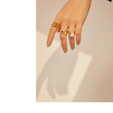Shell Pearl Geometric Ring