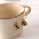 Golden Goal Soccer Ball Drop Hoop Earrings