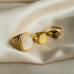 Zircon Shell Chubby Dome Ring – Waterproof 18K Gold Plated Ring | Ezra Gems