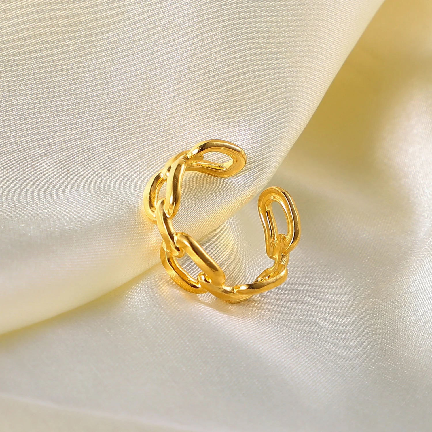 Mixed Link Open Stacking Ring – Waterproof 18K Gold Plated Ring | Ezra Gems