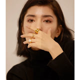 Shell Pearl Geometric Ring