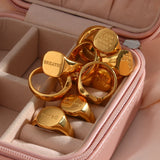 Engraved Letter Word Ring