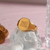 Engraved Letter Word Ring