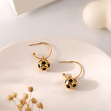 Golden Goal Soccer Ball Drop Hoop Earrings