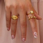 Hollow Texture Pearl Band Ring – Waterproof 18K Gold Plated Ring | Ezra Gems