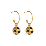 Golden Goal Soccer Ball Drop Hoop Earrings