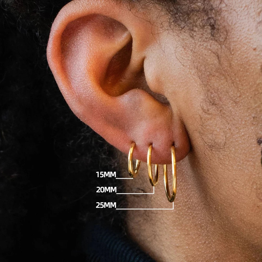 Minimalist Round Loop Hoop Earrings – Waterproof 18K Gold Plated Earring | Ezra Gems