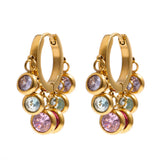 Colorful Gemstones Hoop Earrings