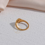 Engraved Wildflower Signet Ring – Waterproof 18K Gold Plated Ring | Ezra Gems