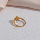 Engraved Wildflower Signet Ring – Waterproof 18K Gold Plated Ring | Ezra Gems