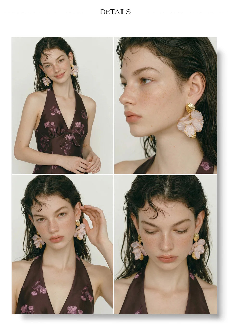 Fairy Resin Flower Petal Drop Earrings – Waterproof 18K Gold Plated Earrings | Ezra Gems