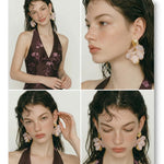 Fairy Resin Flower Petal Drop Earrings – Waterproof 18K Gold Plated Earrings | Ezra Gems