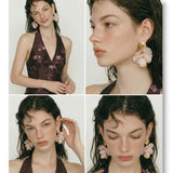Fairy Resin Flower Petal Drop Earrings – Waterproof 18K Gold Plated Earrings | Ezra Gems