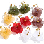 Resin Acrylic Flower Petal Drop Earrings – Waterproof 18K Gold Plated Earrings | Ezra Gems