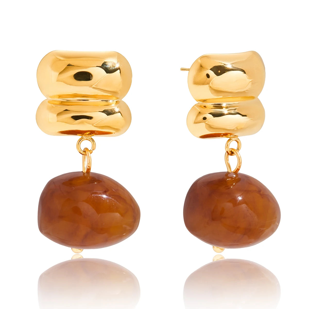 Vintage Resin Drop Earrings – Waterproof 18K Gold Plated Earrings | Ezra Gems