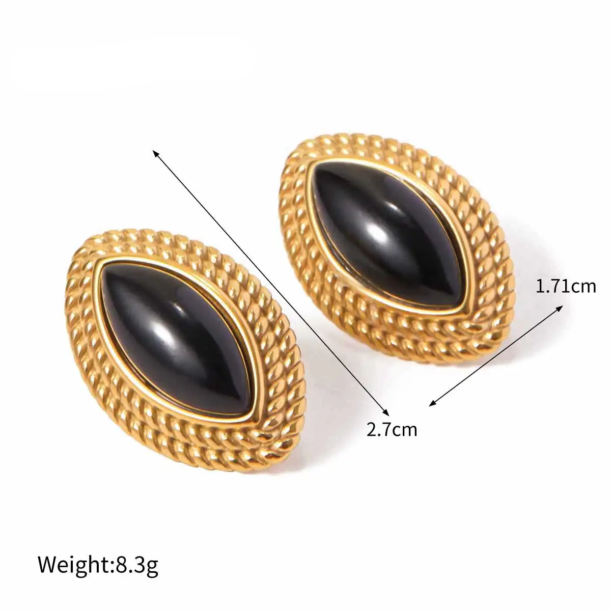 Black Stone Statement Earrings