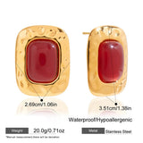 Red Resin Stud Earrings – Waterproof 18K Gold Plated Earrings | Ezra Gems