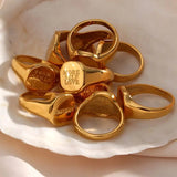 Engraved Letter Word Ring