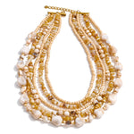 Layered Resin Bead Bib Necklace – Waterproof 18K Gold Plated Necklace | Ezra Gems