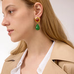 Green Resin Agate Drop Earrings – Waterproof 18K Gold Plated Earrings | Ezra Gems