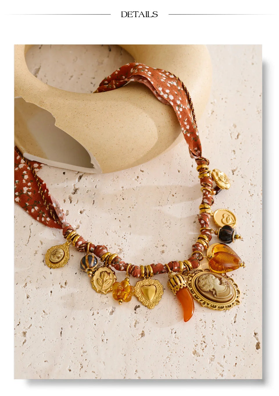 Resin Heart Flower Braided Cord Necklace – Waterproof 18K Gold Plated Necklace | Ezra Gems