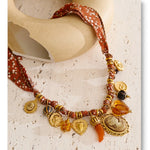 Resin Heart Flower Braided Cord Necklace – Waterproof 18K Gold Plated Necklace | Ezra Gems