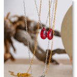 Red Resin Water Drop Pendant Necklace – Waterproof 18K Gold Plated Necklace | Ezra Gems