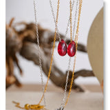Red Resin Water Drop Pendant Necklace – Waterproof 18K Gold Plated Necklace | Ezra Gems