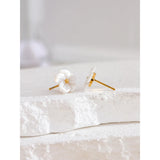 Natural Shell Flower Stud Earrings – Waterproof 18K Gold Plated Earrings | Ezra Gems