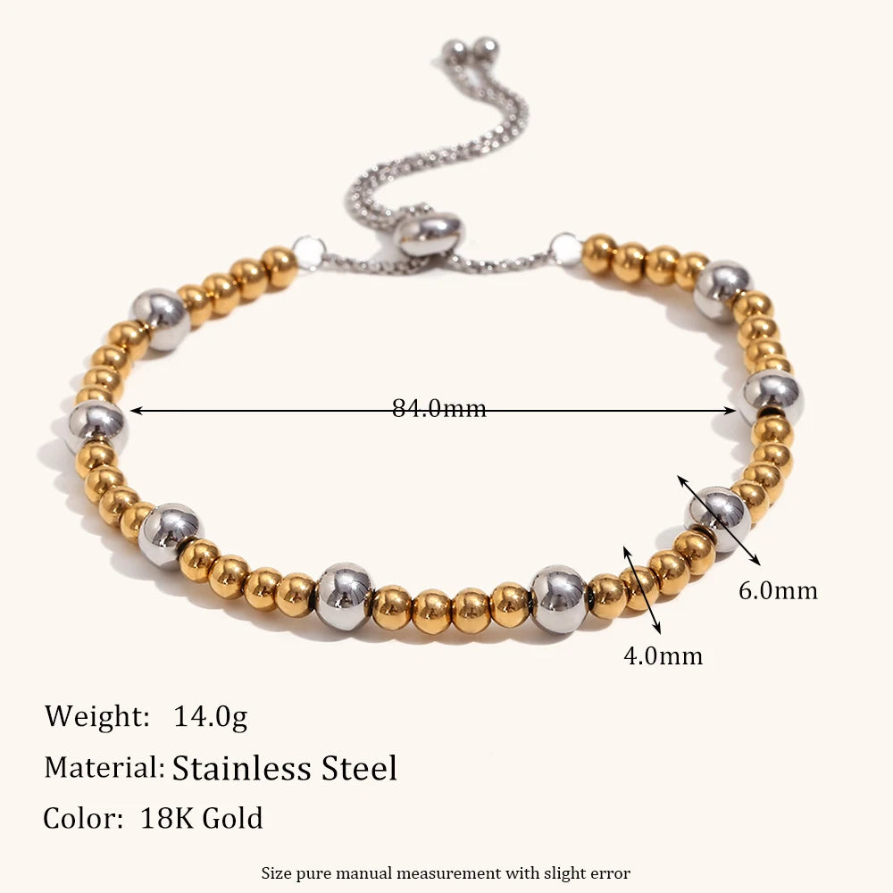 Two-Tone Bead Chain Bracelet – Waterproof 18K Gold Plated Bracelet | Ezra Gems
