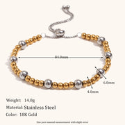Two-Tone Bead Chain Bracelet – Waterproof 18K Gold Plated Bracelet | Ezra Gems