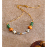 Natural Stone Resin & Wood Bead Necklace