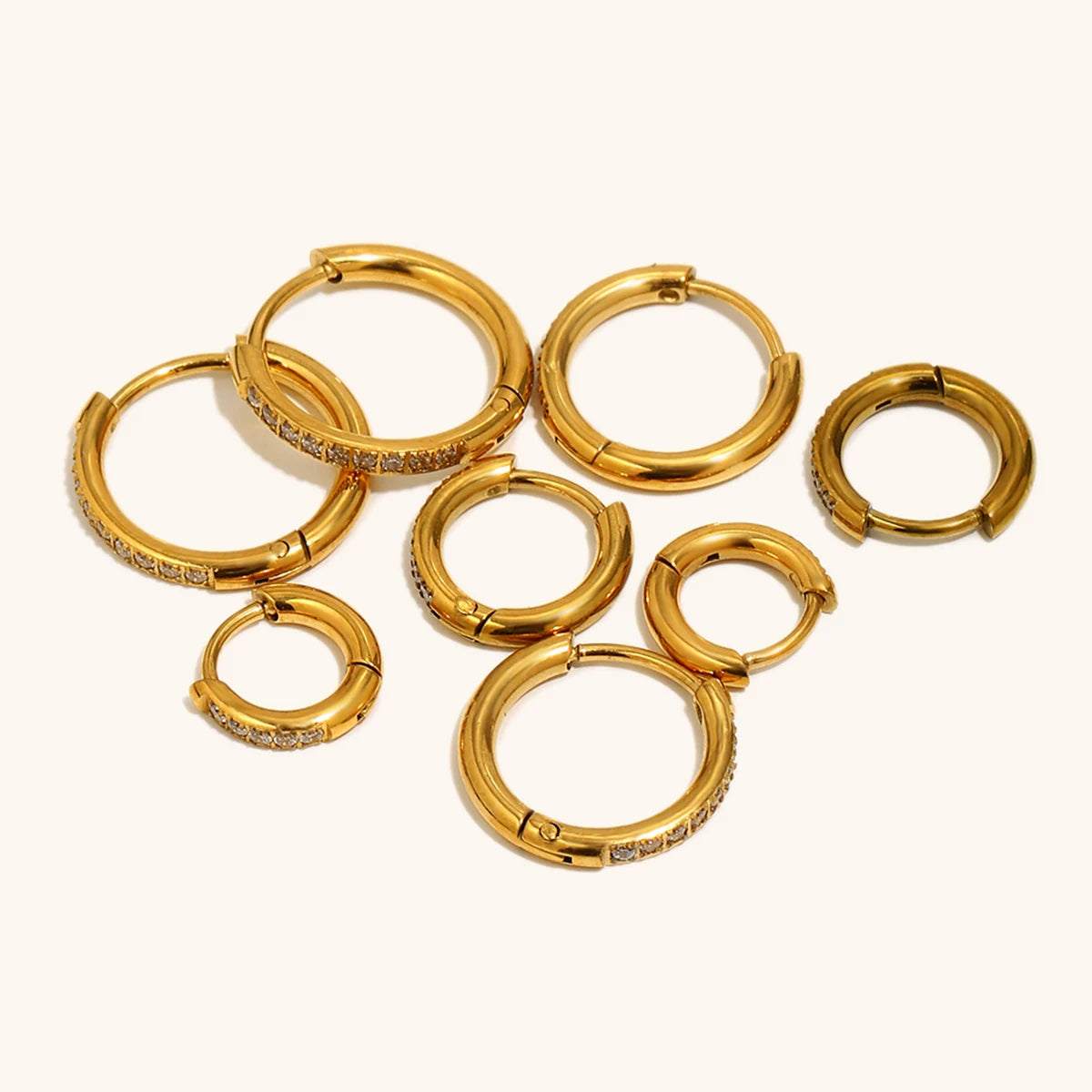 Rounded Edges Cubic Zirconia Hoop Earrings – Waterproof 18K Gold Plated Earrings | Ezra Gems