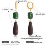 Wooden Water Drop Resin Earrings – Waterproof 18K Gold Plated Earrings | Ezra Gems