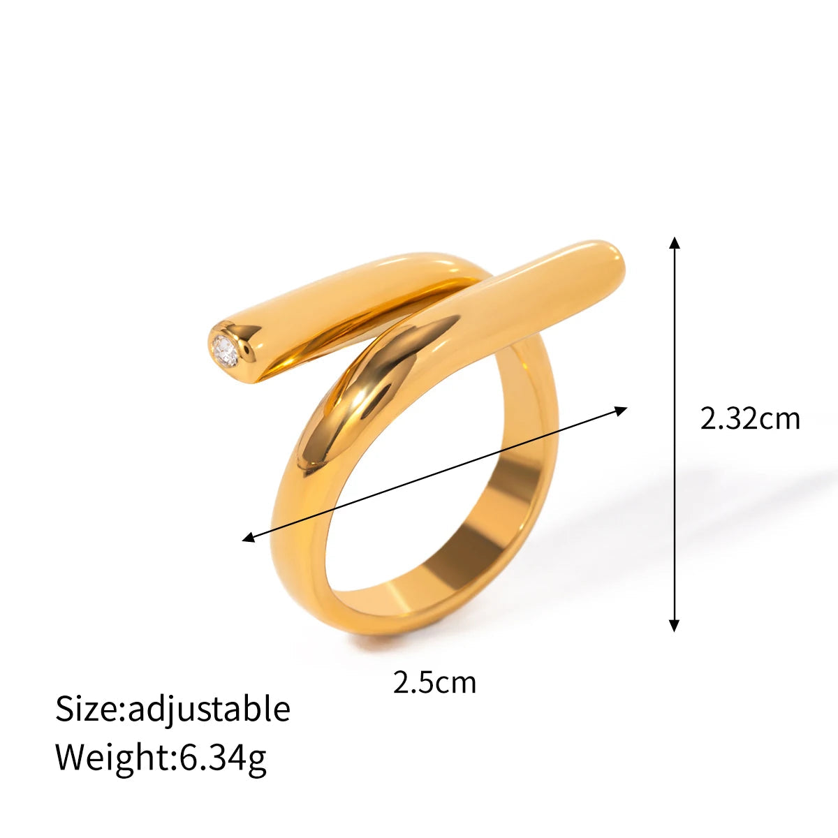 Polished Sculptural Statement Ring – Waterproof 18K Gold Plated Ring | Ezra Gems