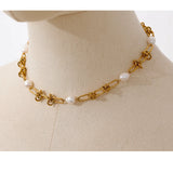 Natural Pearl Gold Knots Necklace and Bracelet Set