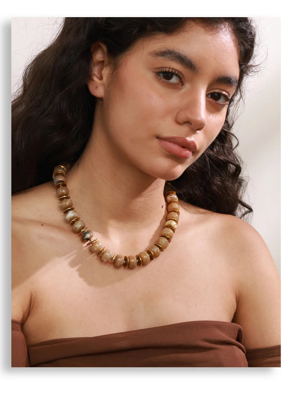 Resin Bead Spacer Chain Necklace – Waterproof 18K Gold Plated Necklace | Ezra Gems