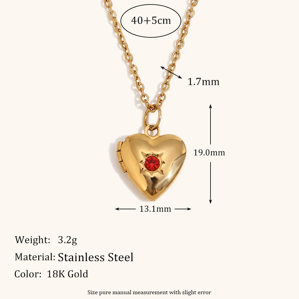 Birthstone Box Pendant Necklace – Waterproof 18K Gold Plated Necklace | Ezra Gems