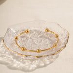 Slim Steel Bead Open Cuff Bracelet – Waterproof 18K Gold Plated Bracelet | Ezra Gems