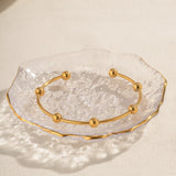 Slim Steel Bead Open Cuff Bracelet – Waterproof 18K Gold Plated Bracelet | Ezra Gems