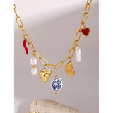 Conch Heart Porcelain Chili Pendant Necklace